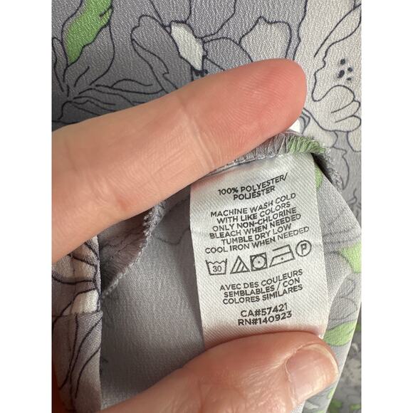 Loft Dress Womens 4 Gray Floral Green Mini Boho Cottagecore Bohemian Retro - Picture 4 of 9